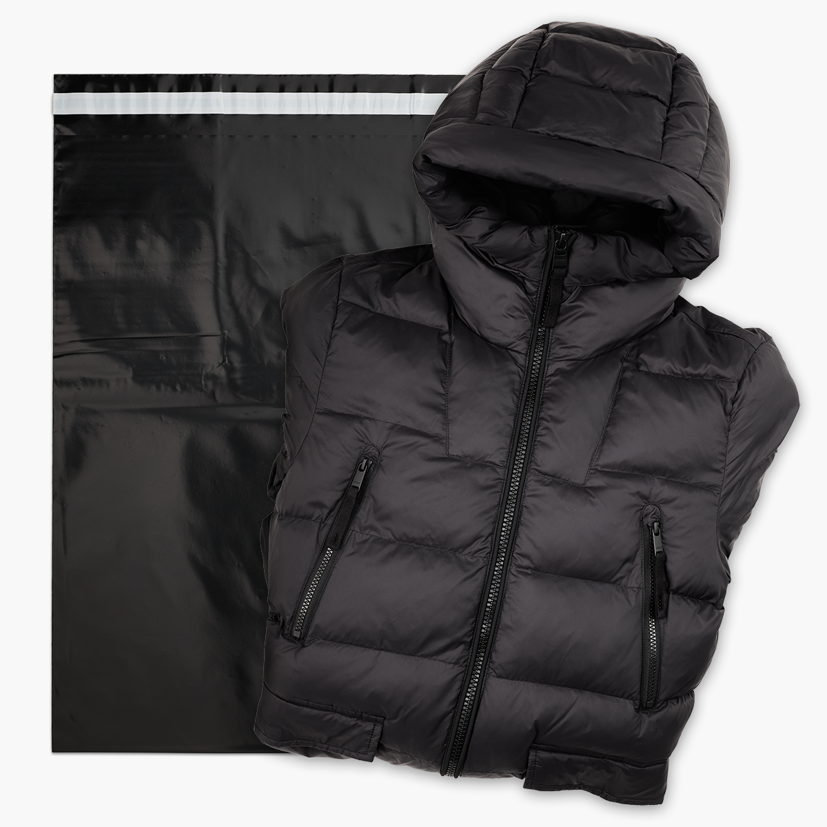 Versandbeutel mit Druck 1-farbig 58cm+5cm*50cm, schwarz, 60μm XL Versandtaschen24